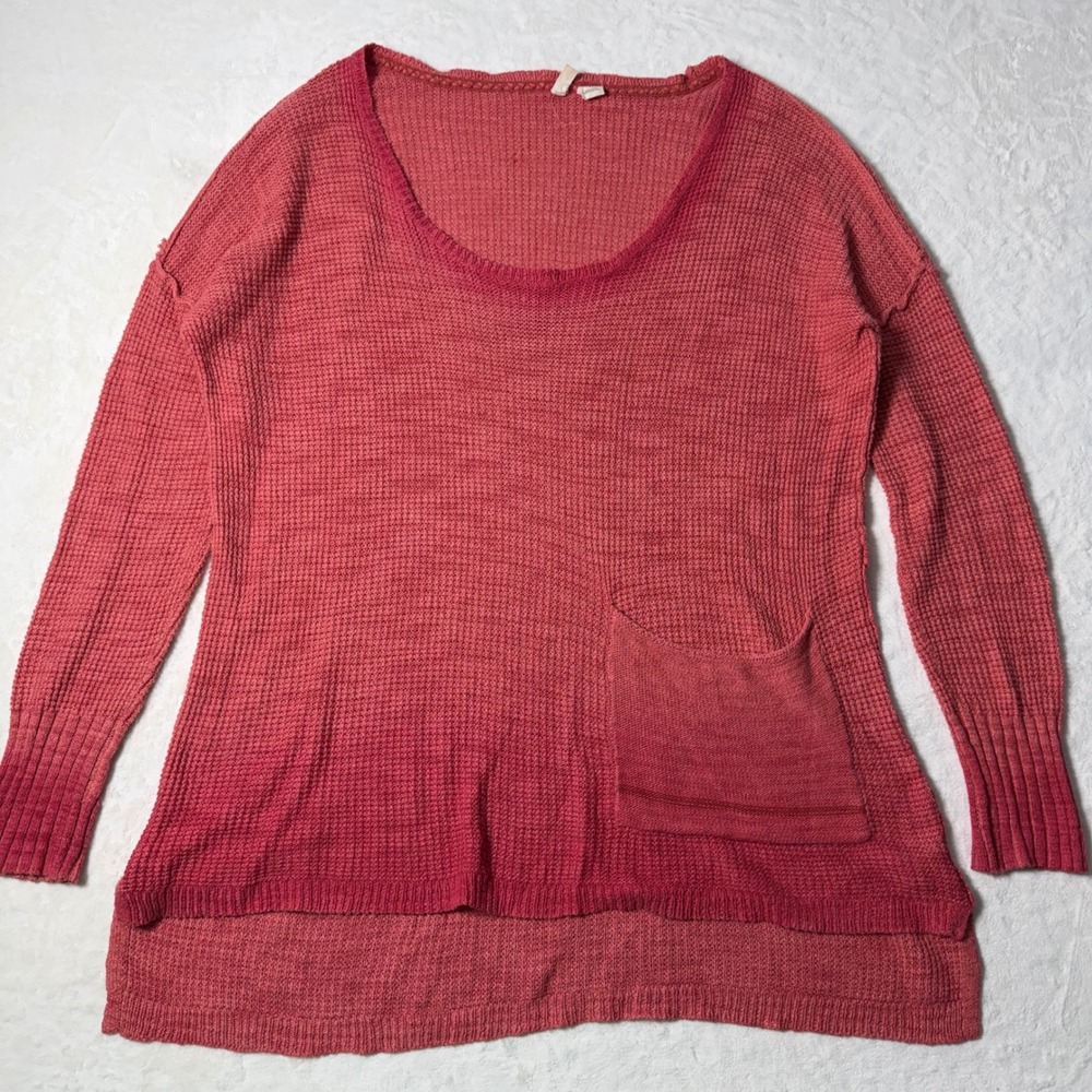 Anthropologie MOTH Ombre Dip Dyeβ Waffle Knit Sweater Size L Cottage Boho Flowy